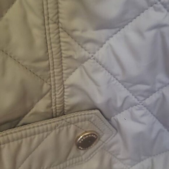 Burberry Brit Jacket Women's Tan Quilted Snap Close Hip Length Coat Size L - Picture 7 of 15